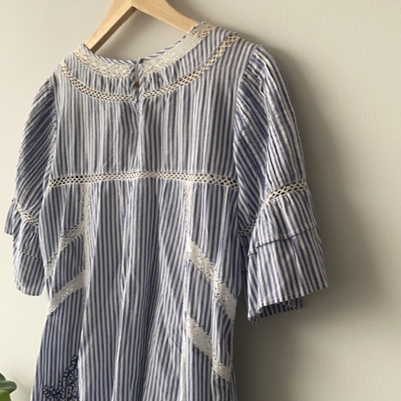 Free People Blue and White Mini Dress
